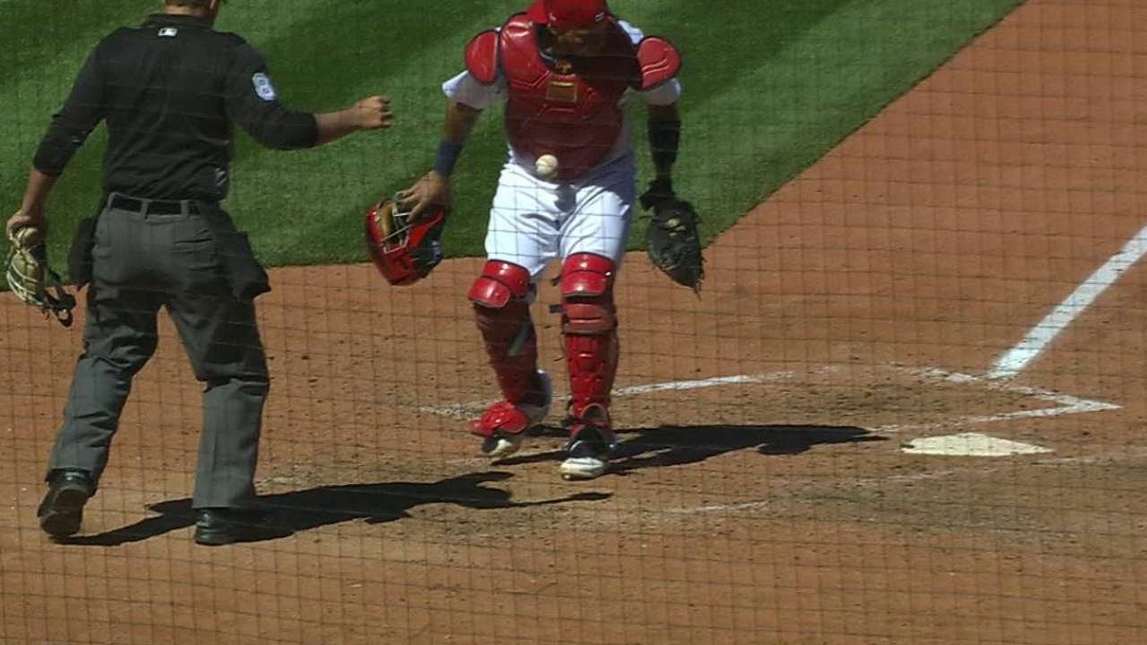 Strange Play Special Report Ball Sticks to Catcher's Protector