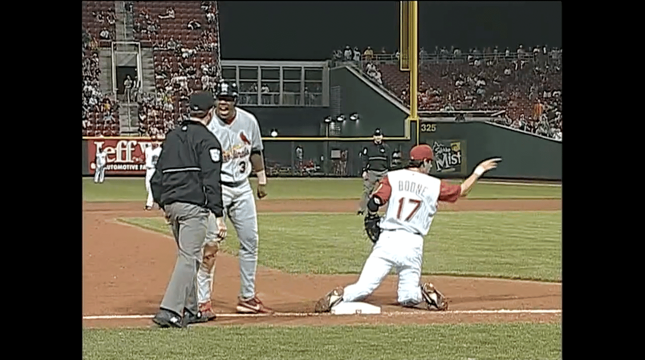 Third Baseman Blocking the Base with His Knee Baseball Rules Academy